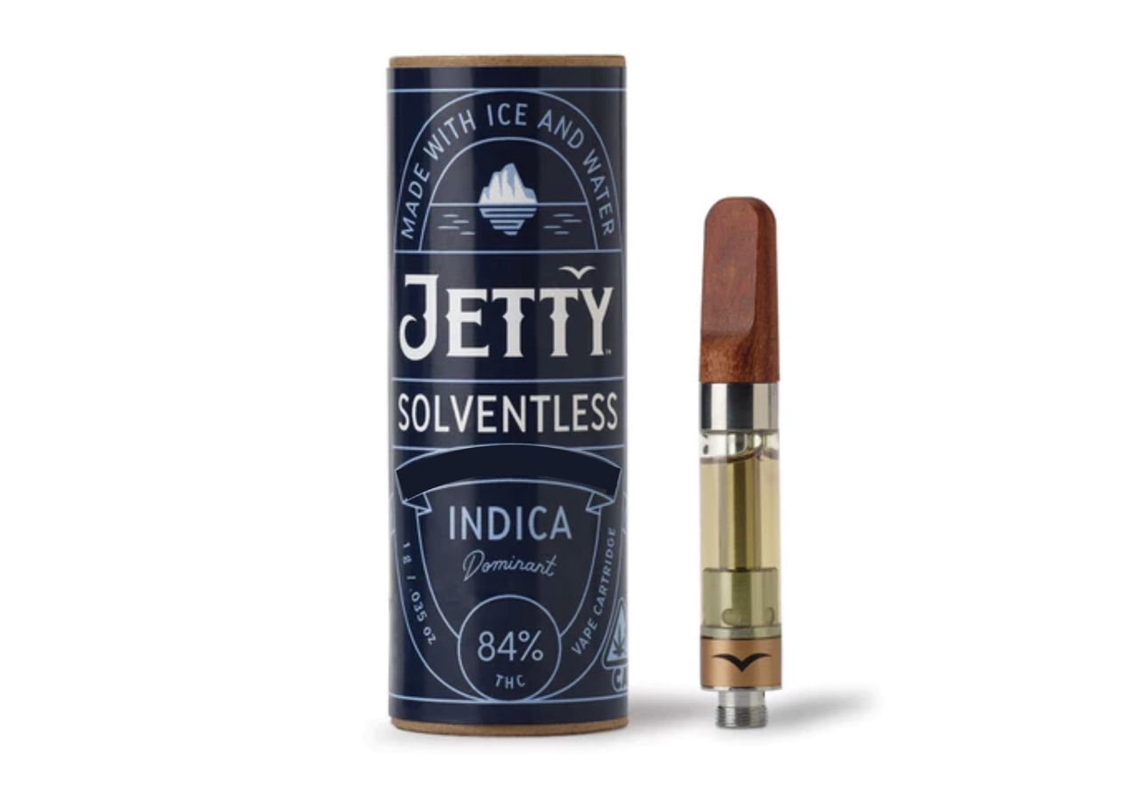 Jetty Solventless Cannabis Vape Cart and package