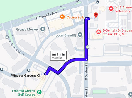 Directions from Windsor Garden Denver to Lightshade Dayton Dispensary